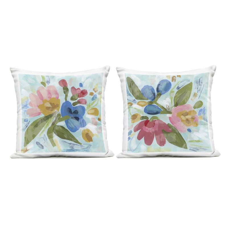 Stupell Eclectic Flower Bundles Printed Outdoor Throw Pillow Design by June Erica Vess (Set of 2) - Pillow Sets - Polyester - Multi-Color - Set of 2