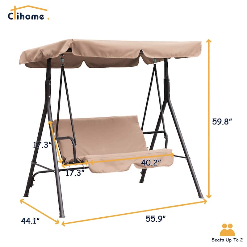Clihome 2 Person Outdoor Porch Swing with Removable Cushions