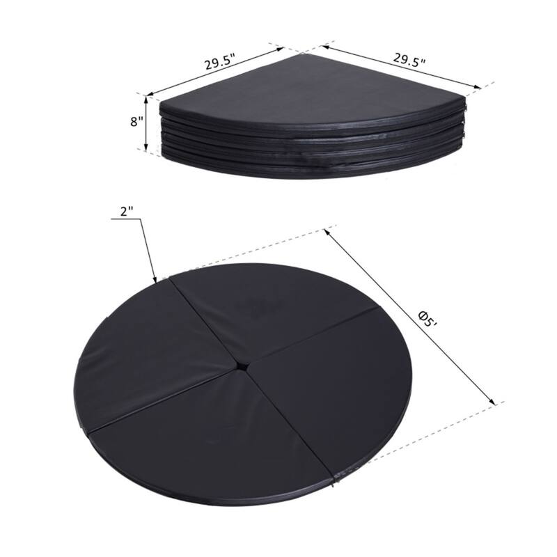 Round Foldable Dance Mat Extra Thick Foam Heavy-Duty PVC Cover Waterproof Portable Exercise Floor Mat Universal Pole
