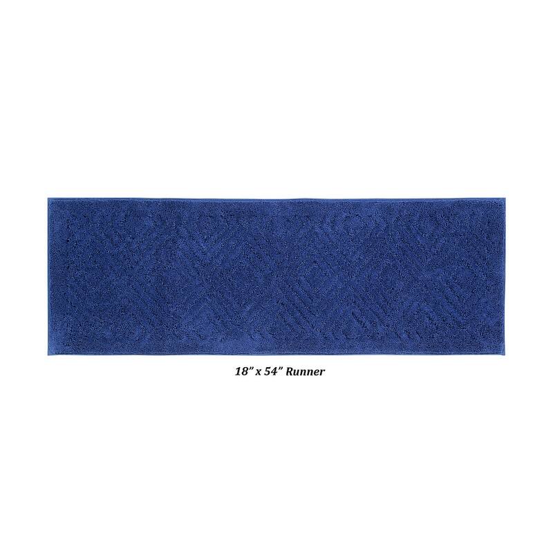 Better Trends Bath Rug 100% Cotton Tufted Soft & Plush Water Absorbent Bathroom Rugs for Shower, Sink Bath Mats Trier Collection - 18" x 54" Runner - Blue