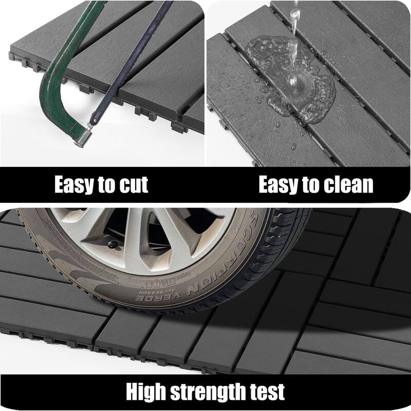 Plastic interlocking decking tiles, 44 packs of terrace decking tiles, 12 inches x 12 inches waterproof