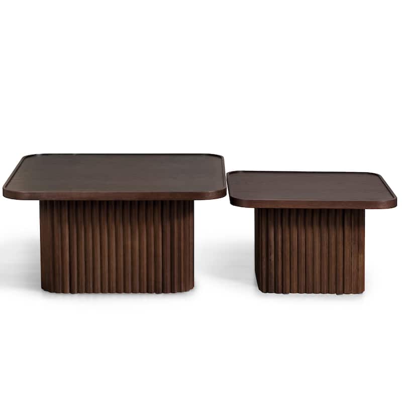 Pedestal Coffee Table with Fluted Base