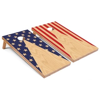 Solid Wood Cornhole Boards - American Flag Pattern Design