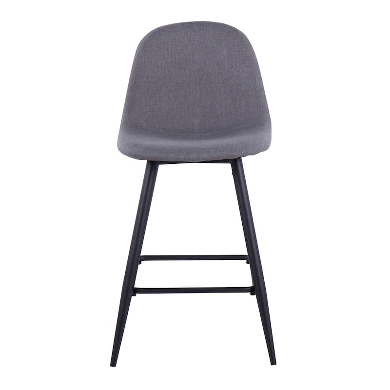 Lumisource Counter Stool in Black Metal and Blue Fabric, Set of 2 - 20"Lx17.25"Wx34.75"H - Charcoal Fabric/Black Metal