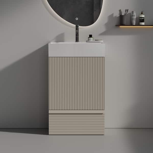 slide 2 of 31, 20 inch MDF Single Sink Freestanding Bath Vanity with White Ceramic Top - 20" x 14" Grey