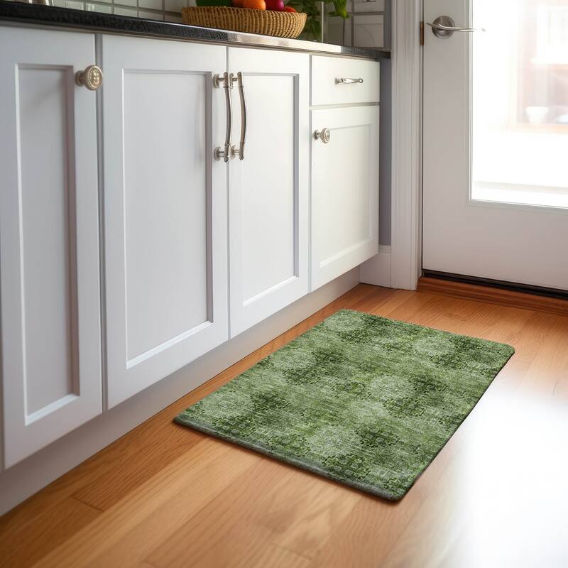 Premium Washable Super Soft Boho Modern Mayfield Rug - Olive - 1' 8" x 2' 6" - Rectangle