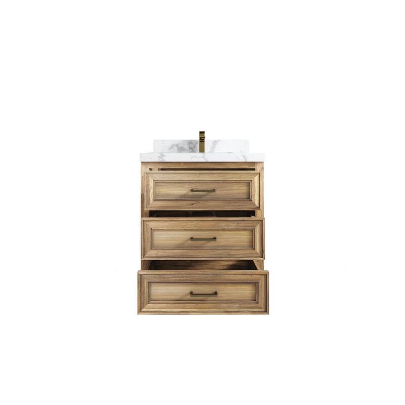 Willow Collections 30 in. W x 22 in. D Santa Monica Teak Single Sink Bathroom Vanity with Countertop