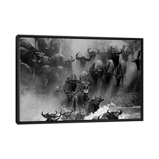 iCanvas "Wildebeest Crossing" by Mogens Trolle Framed