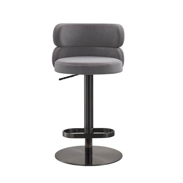 Modern Velvet Bar Stool with Height Adjustment and 360-Degree Swivel