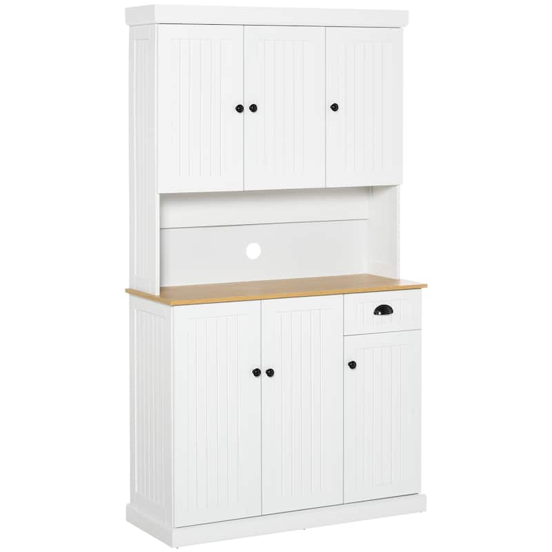 HOMCOM White/ Oak Kitchen Pantry Buffet