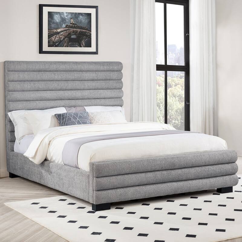 Fandango Grey Boucle Upholstered Queen Bed