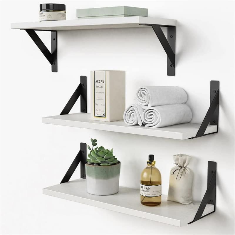Floating Shelves Bathroom Set of 3 - 6"D x 17"W x 4.7"H - White