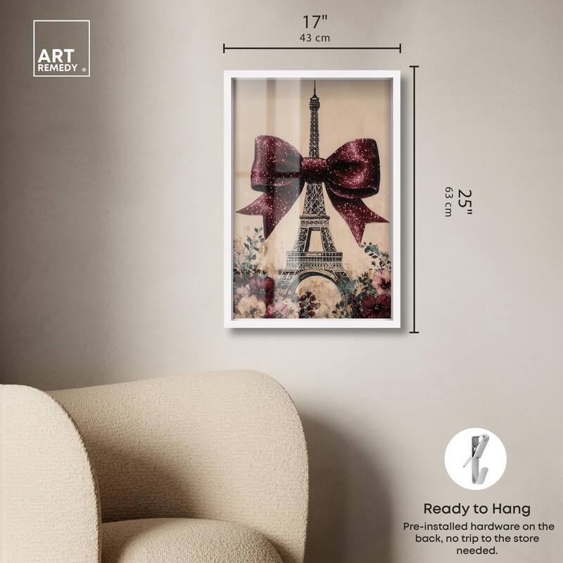 Sparkling Bow Eiffel Tower Shadowbox by Art Remedy