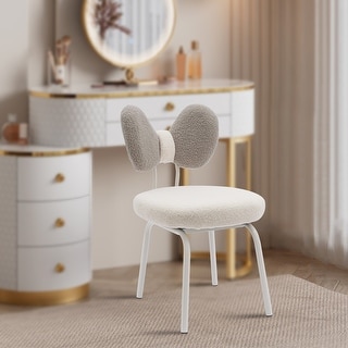 Vanity Chair with Back 360° Swivel Makeup Stool - White+Grey - Bed Bath ...