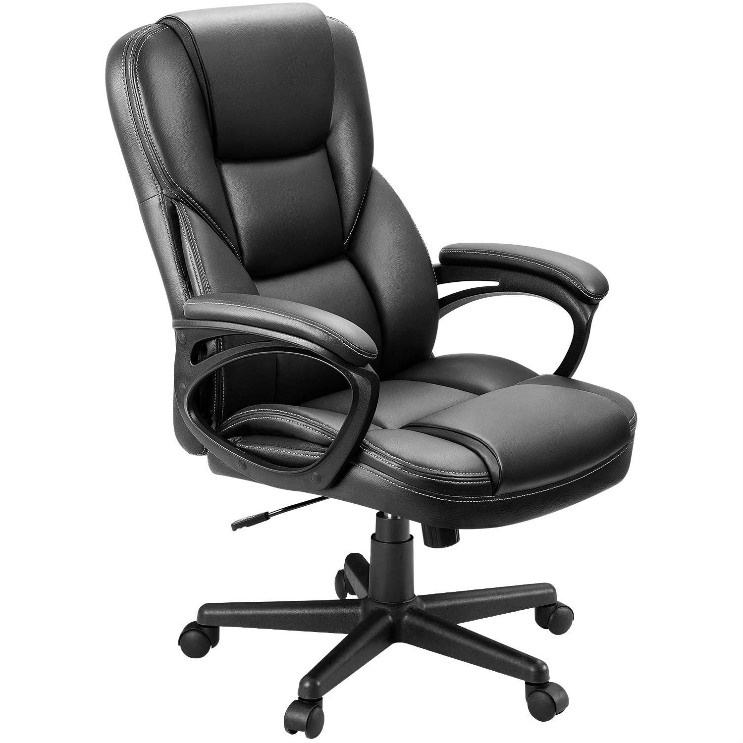 Leather Office Chair Computer Desk Chair Ergonomic Swivel Chair Home Study  Grey