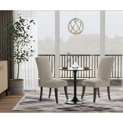 Round Marble Top Pedestal Dining Table - 30" - Black