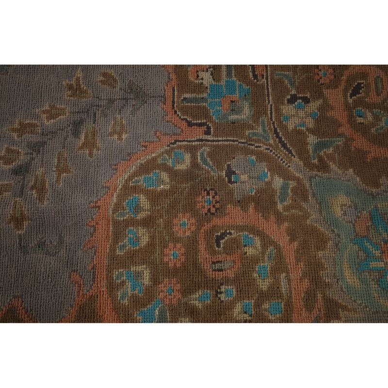 Tabriz Persian Vintage Rug Hand-Knotted Traditional Gray Wool Carpet - 9'5"x 12'4"