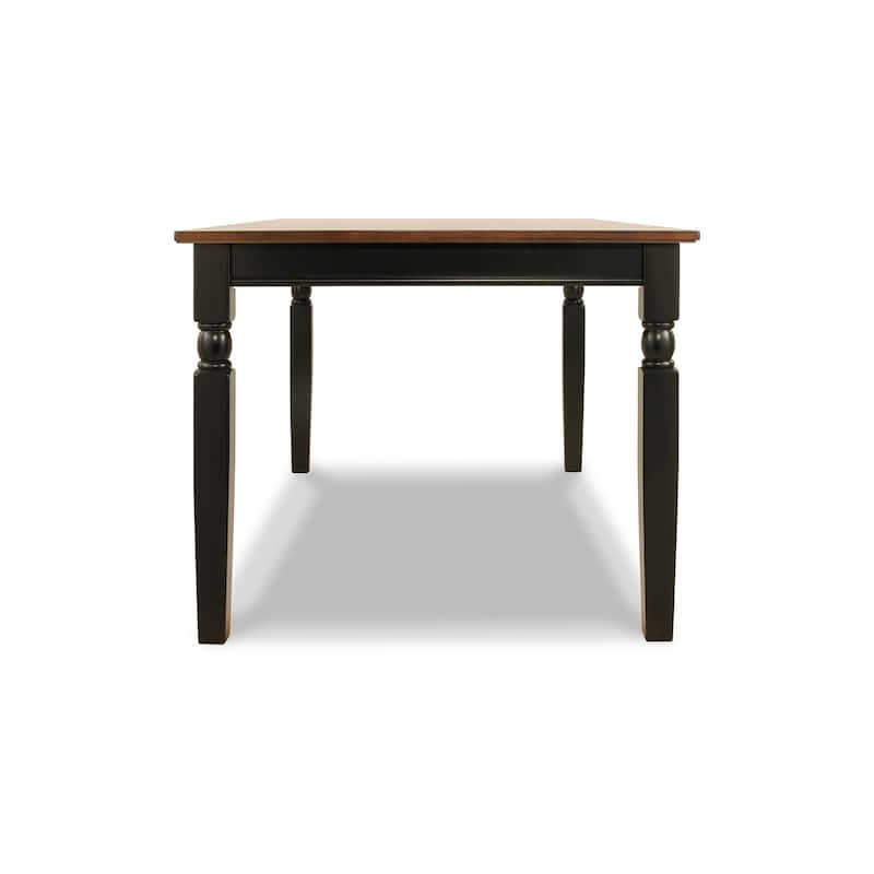 Vilo Dining Table, 60 Inch Brown Rectangular Wood, Black Turned Legs