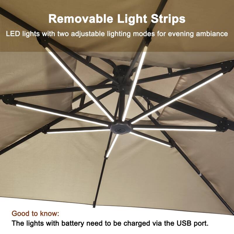 13-Ft Aluminum Dual-Roof Cantilever Umbrella