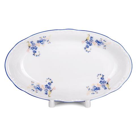 Constance Blue & White 8.27" Porcelain Serving Oval Dish - N/A