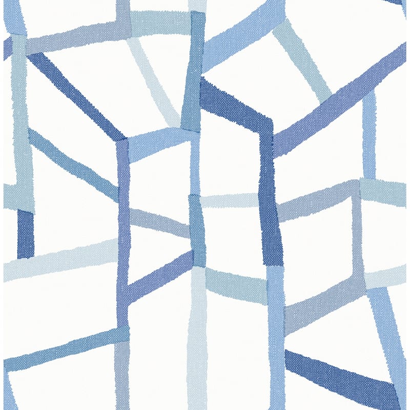 A-Street Prints Tate Blue Geometric Linen Wallpaper