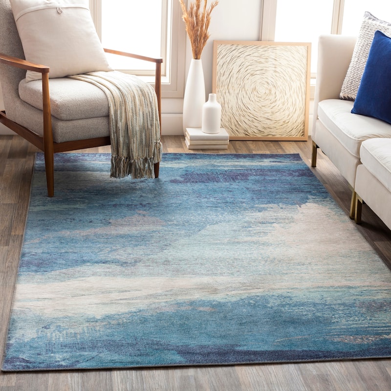 Livabliss Lorraine Abstract Watercolor Area Rug - Aqua - 2'3" x 3'9"