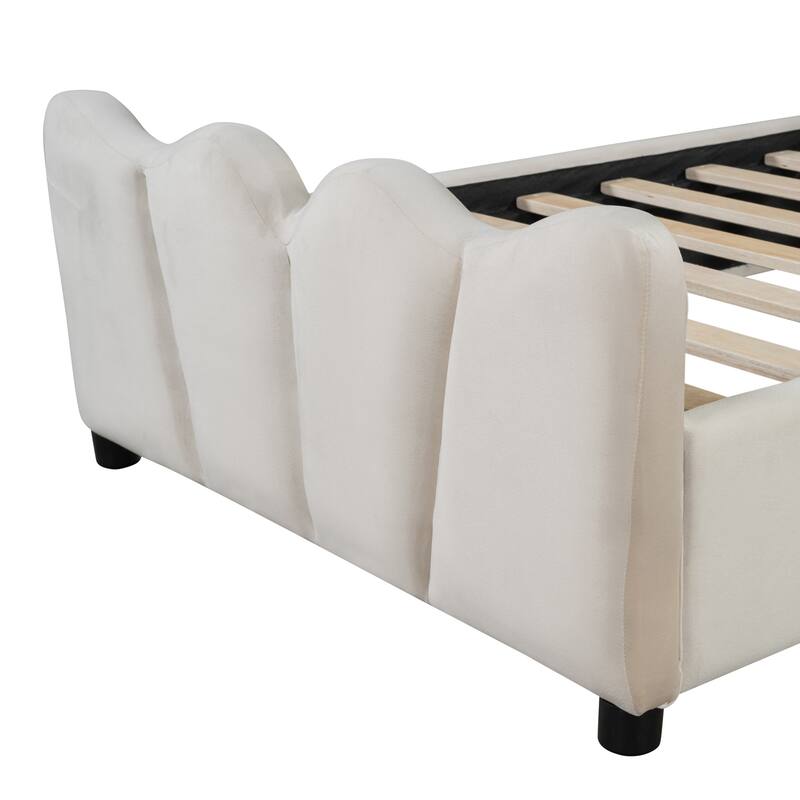Luxurious Velvet Upholstered Platform Bed - Twin/Full Sizes with Stylish Headboard & Footboard, Sturdy Construction