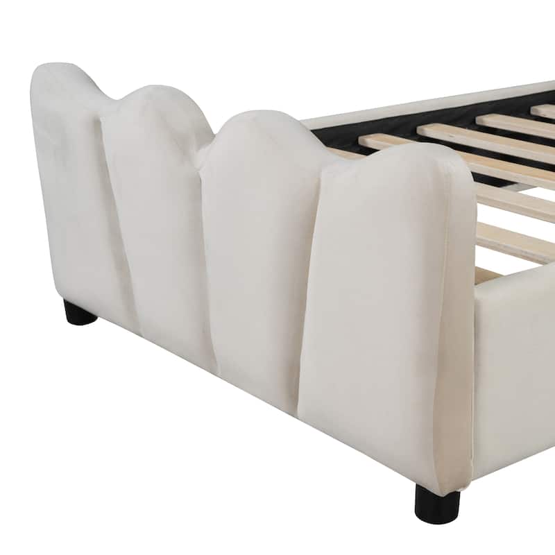 Twin Size Velvet Upholstered Platform Bed