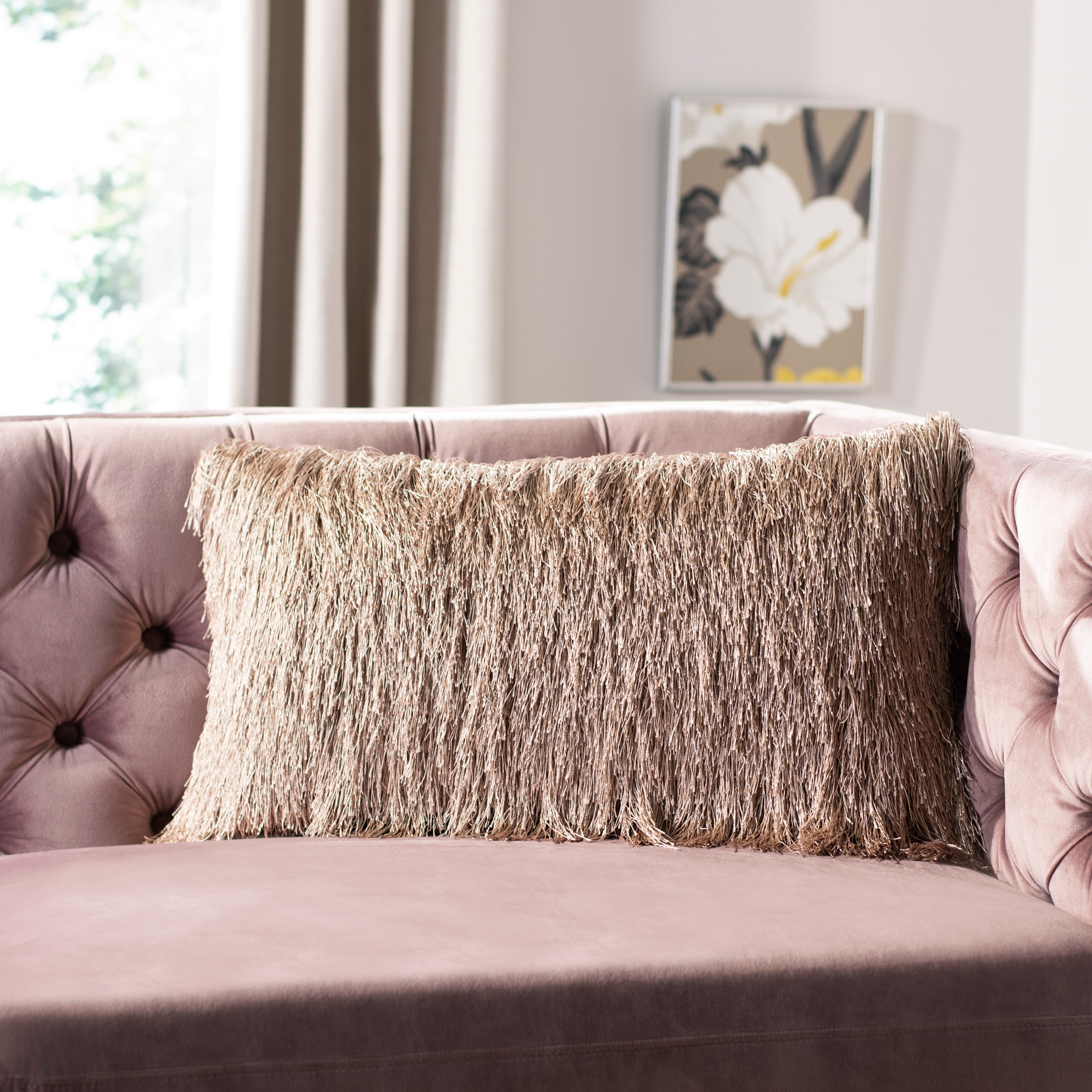 SAFAVIEH Indoor Outdoor Shag Decorative Pillow Champagne On Sale Bed Bath Beyond 25580976