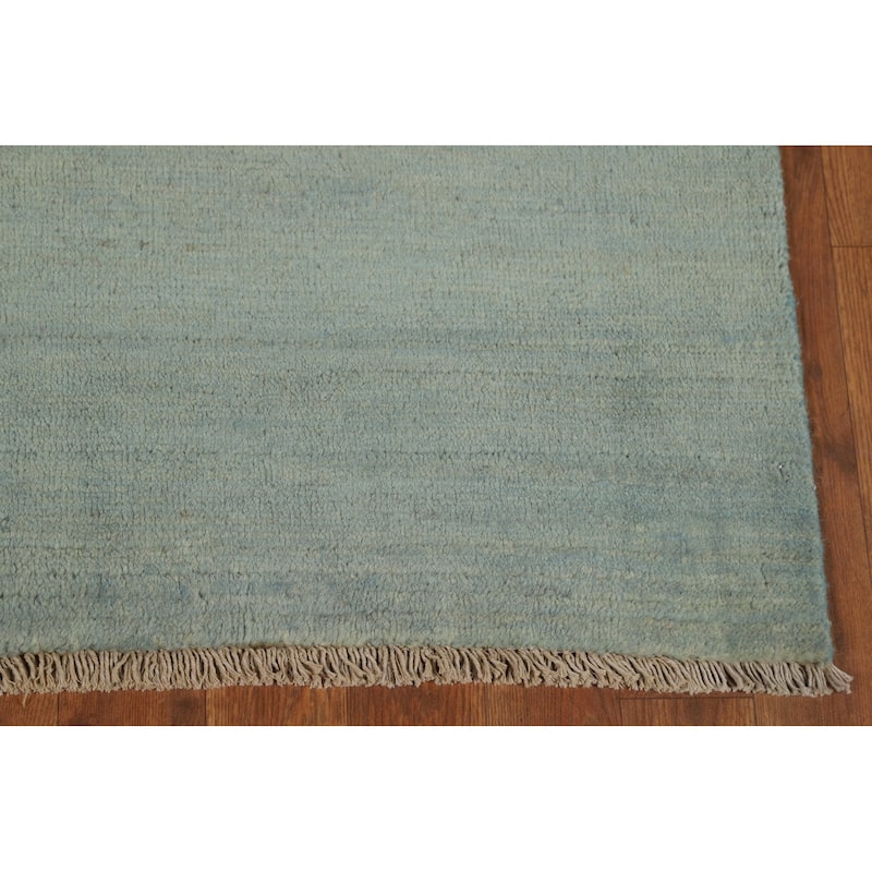 Light Blue Gabbeh Oriental Foyer Rug Bedroom Hand-Knotted Wool Carpet - 3'4"x 5'0"