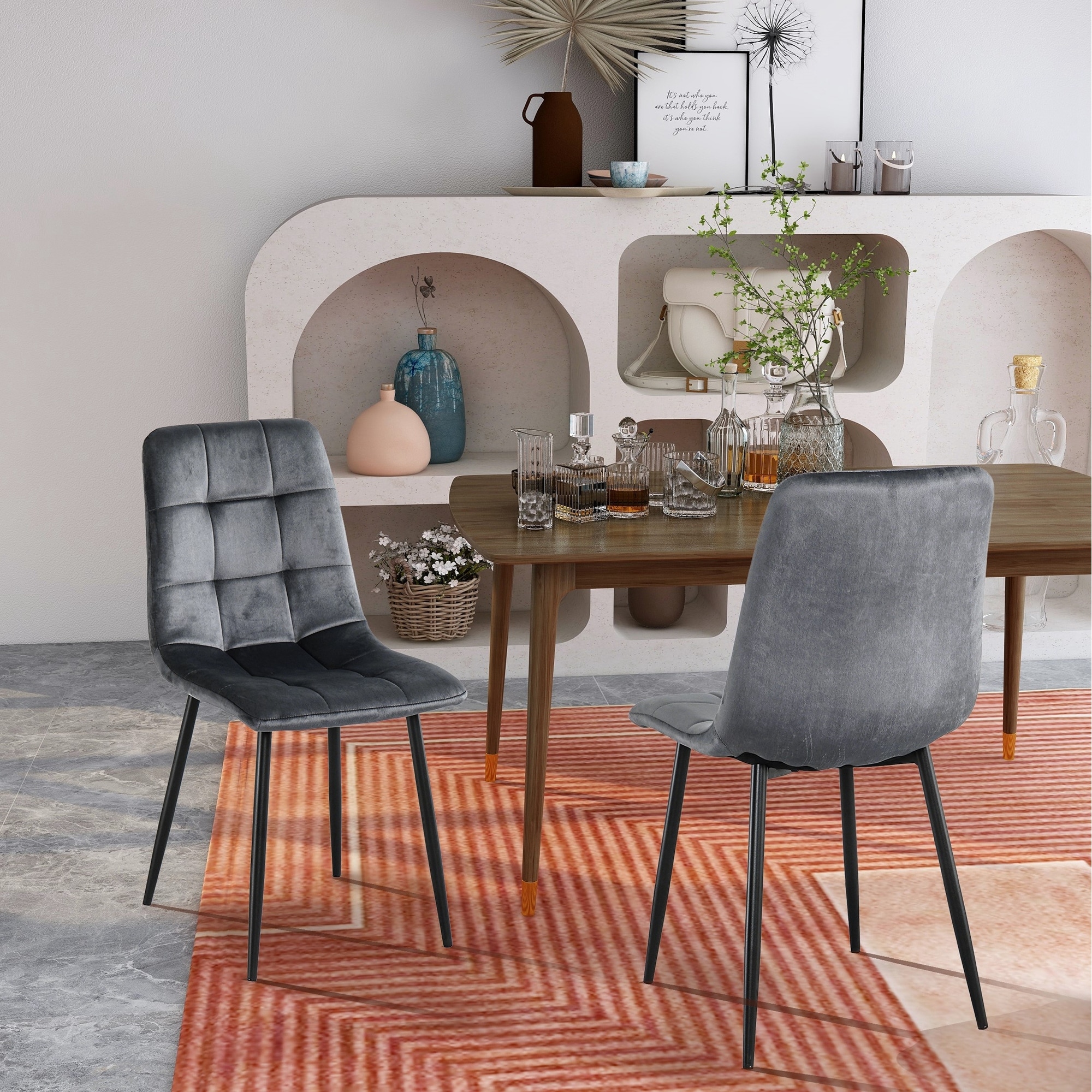 Velvet fabric hotsell dining chairs
