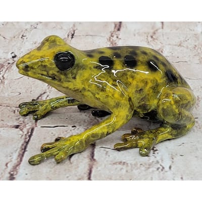Yellow Poison Dart Tree Frog Bronze Metal Figurine Signed Numbered Sculpture By Marius