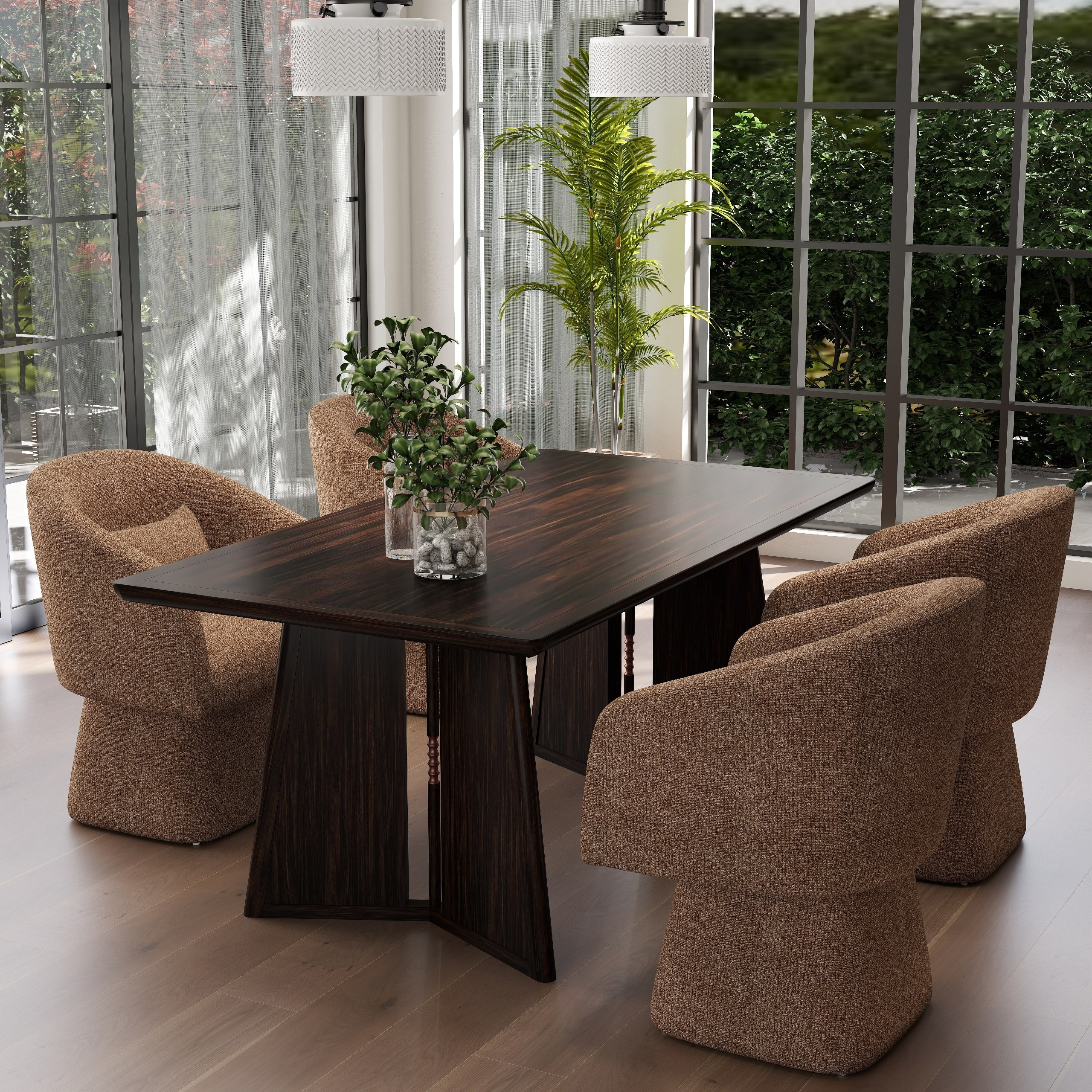 360° Swivel Barrel Fabric Upholstered dining chair with Pillow