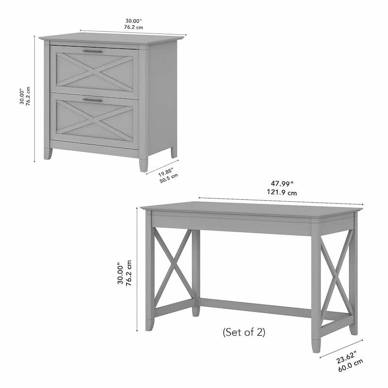 Key West 2 Person Desk Set with Lateral File Cabinet by Bush Furniture