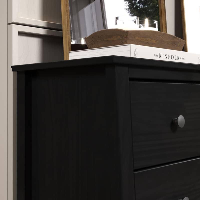 Jela Solid Wood 6 Drawer Dresser - Black - Black