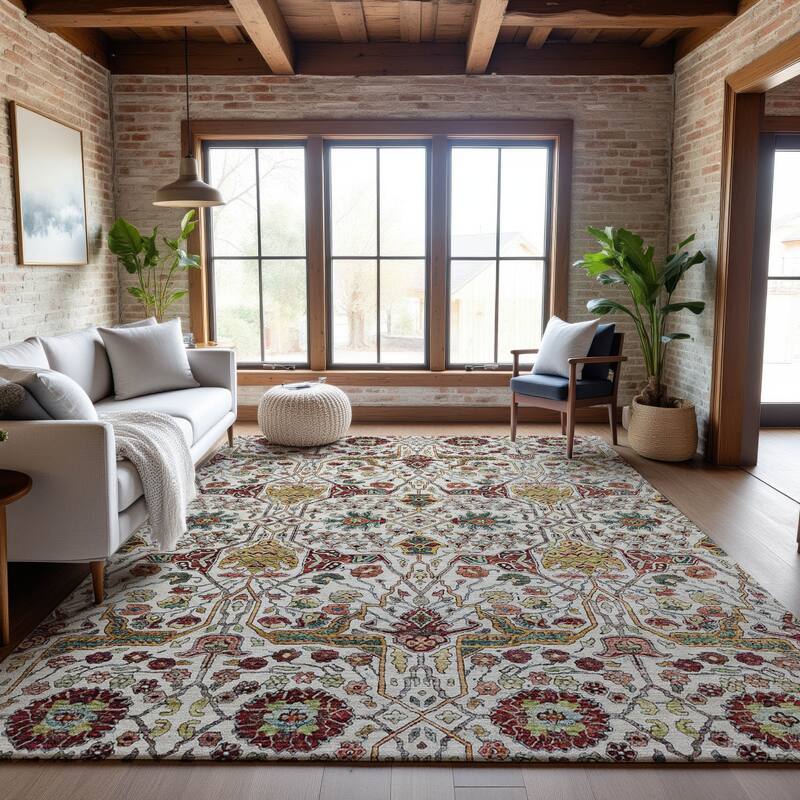 Premium Washable Super Soft Traditional Lobo Mayfield Rug - Ivory - 8' x 10'