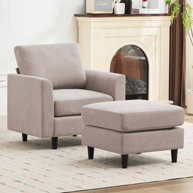Snow Velvet Sectional Sofa - 1 Seat with 1 Ottoman - Dark Teal