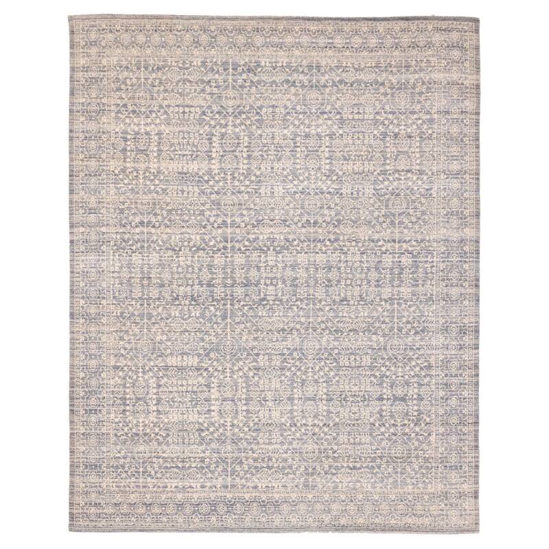 ECARPETGALLERY Hand Loomed Elysian Denim Blue Wool Rug - 8'0 x 9'11