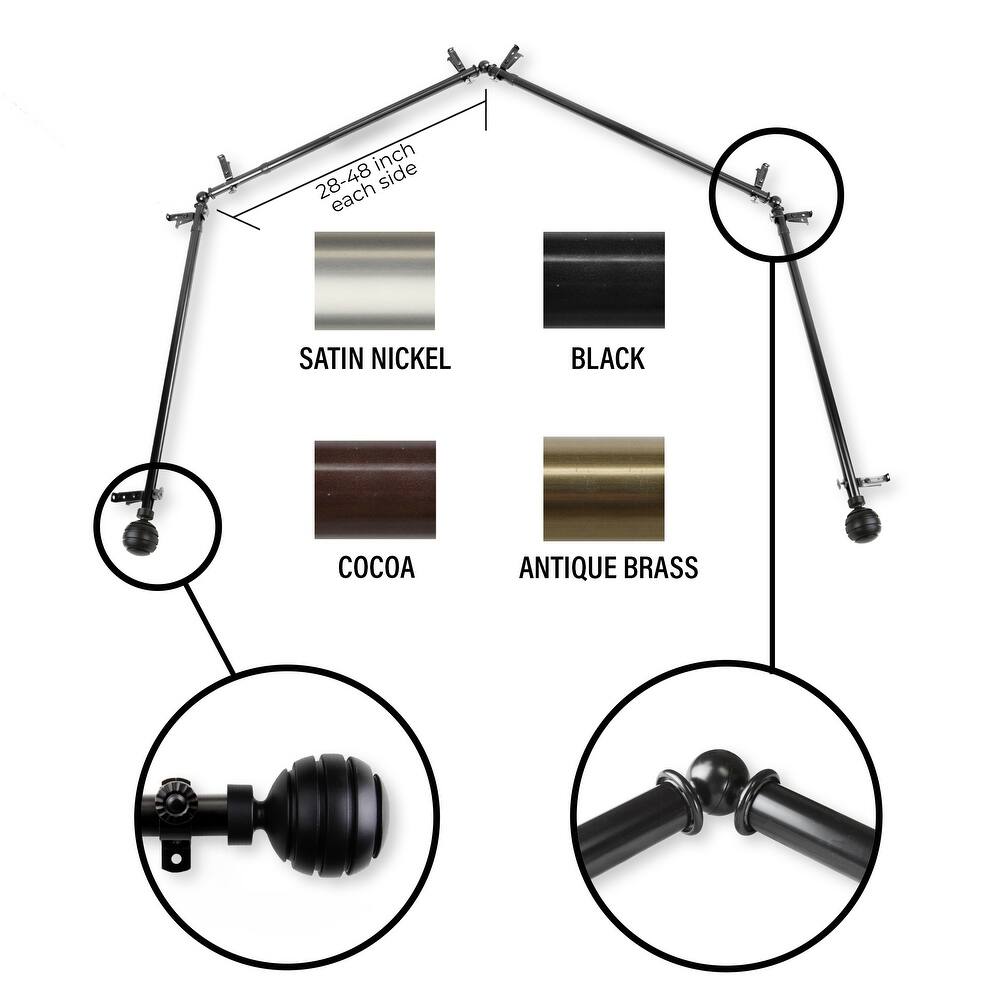 InStyleDesign Piper 4-Sided Bay Window Curtain Rod