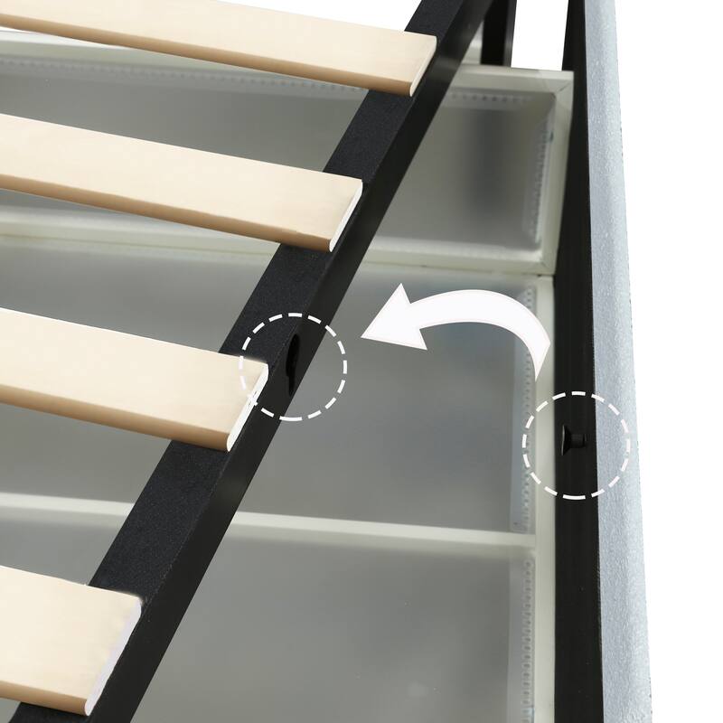 Queen Size Ivory Boucle Platform Bed with Storage Drawers, Tufted Headboard, Wooden Slat Support