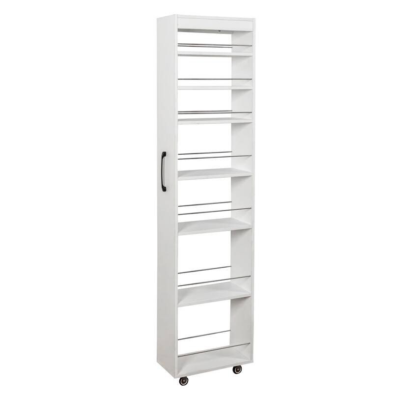 7-Tier Rolling Storage Shelf, Modern Pull-Out Organizer with Single-Sided Access for Kitchen, Living Room, Pantry