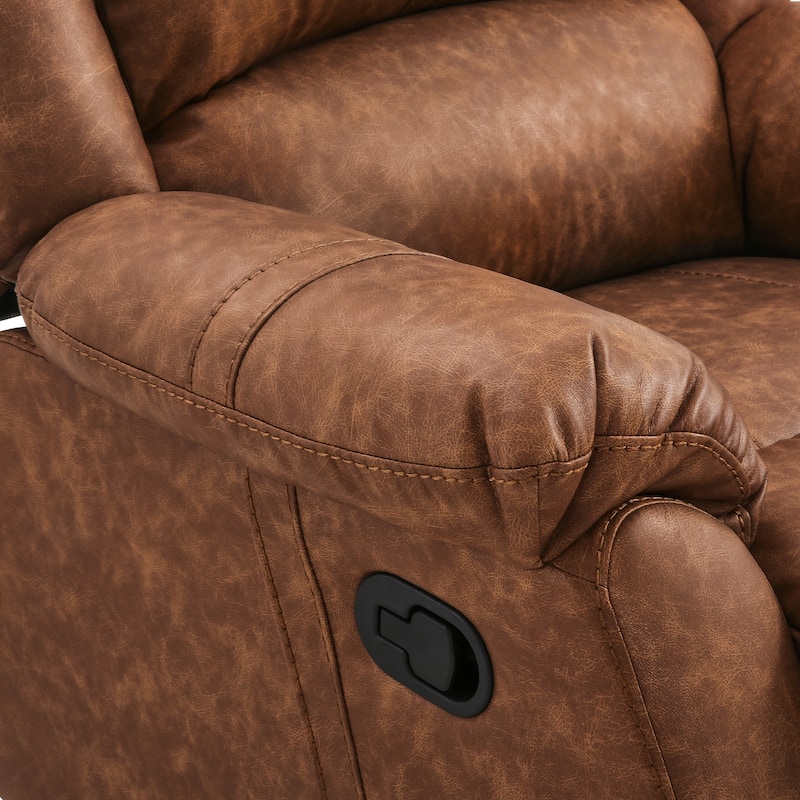 3-Piece Faux Leather Upholstered Recliner Sofa Set,Manual Recliner Sofa,Recliner Chair,3 Piece Living Room Sets Furniture