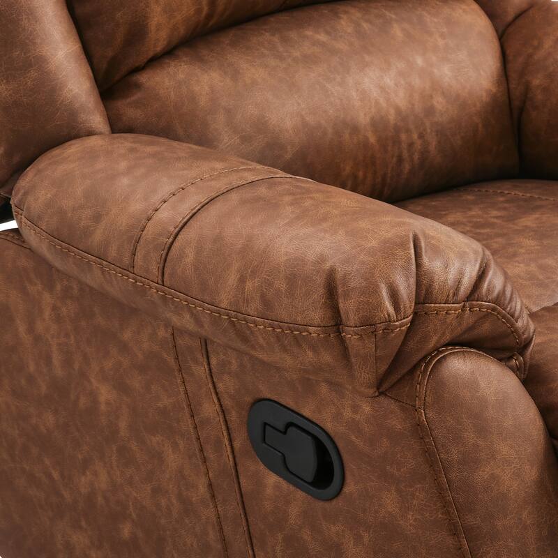 Faux Leather Recliner Sofa, Classic And Traditional Manual Recliner Chair With Comfortable Arms And Single Sofa For Living Room