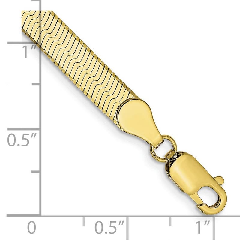 Curata 10k Yellow Gold Unisex 5mm Flexible Herringbone Chain Bracelet - 7" 8"
