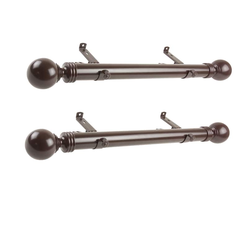 Steel Curtain Rods Set - 12-20 Inch Adjustable Rods with Finials - Drapery Rods for Windows - M