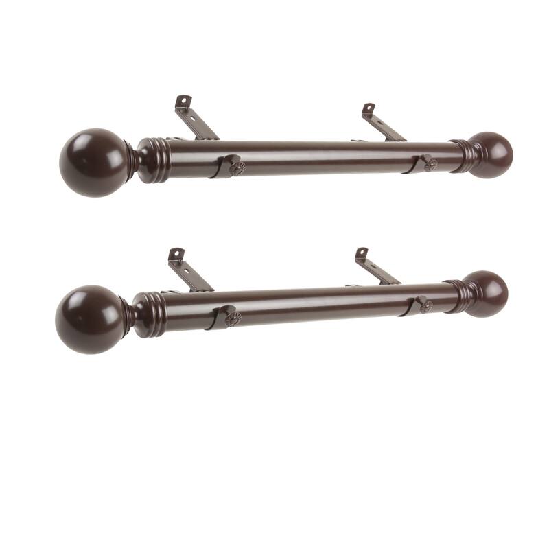 Steel Curtain Rods Set - Black Drapery Rods with Finials, 12-20 Inch Adjustable - M