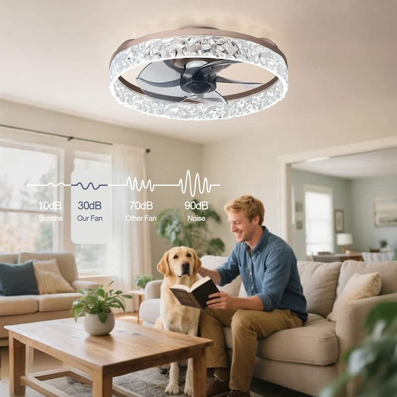 Low Profile Ceiling Fan with Light: 20-16 Inch, App Remote Control, Dimmable 3 CCT LED, 6 Wind Speeds, Ultra Quiet