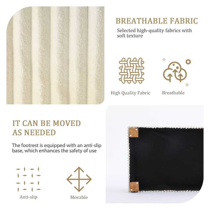 Modern Cotton Flannel Upholstery Oversized Ottoman