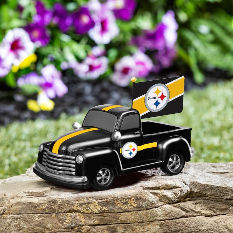 NFL Rally Truck Garden Statue with Team Flag - Pittsburgh Steelers