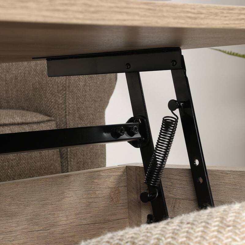 Wood Lift-Top Coffee Table with Hidden Storage and Divided Selves, Brown - 46.18" L x 23.62" W x 18.90" H